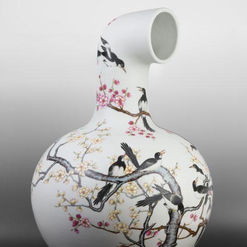 MadeIn Curved Vase - Vault-of-Heaven Vase with Magpie Pattern, Qianlong Period, Qing Dynasty