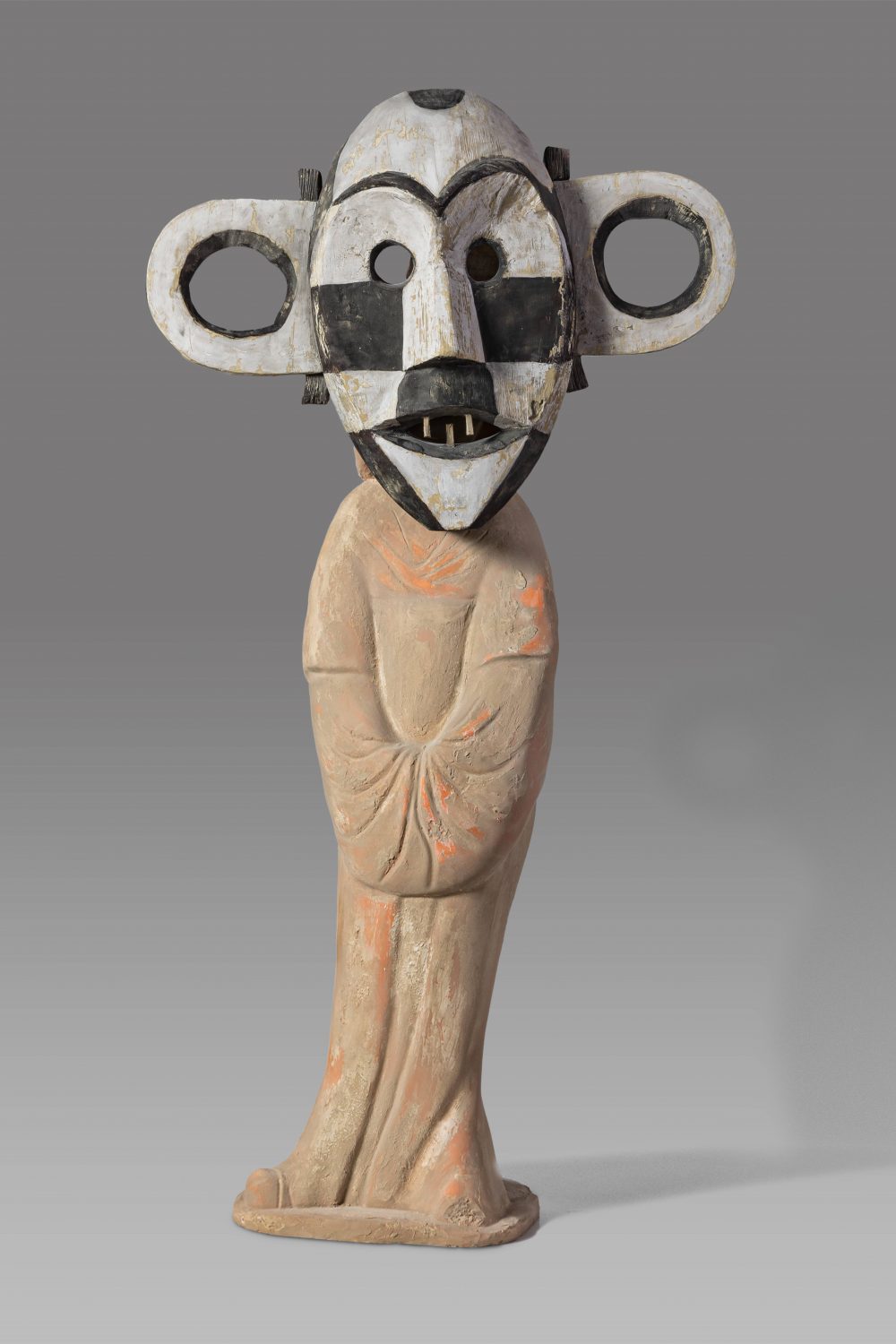 进化 – 唐彩绘陶仕女俑，博阿面具